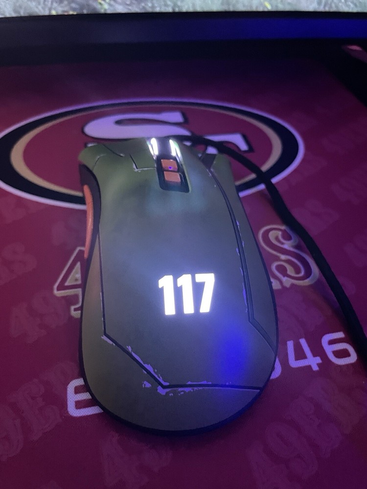 Halo Mouse with Unique Distressed Design Featuring Scratches and Marks
