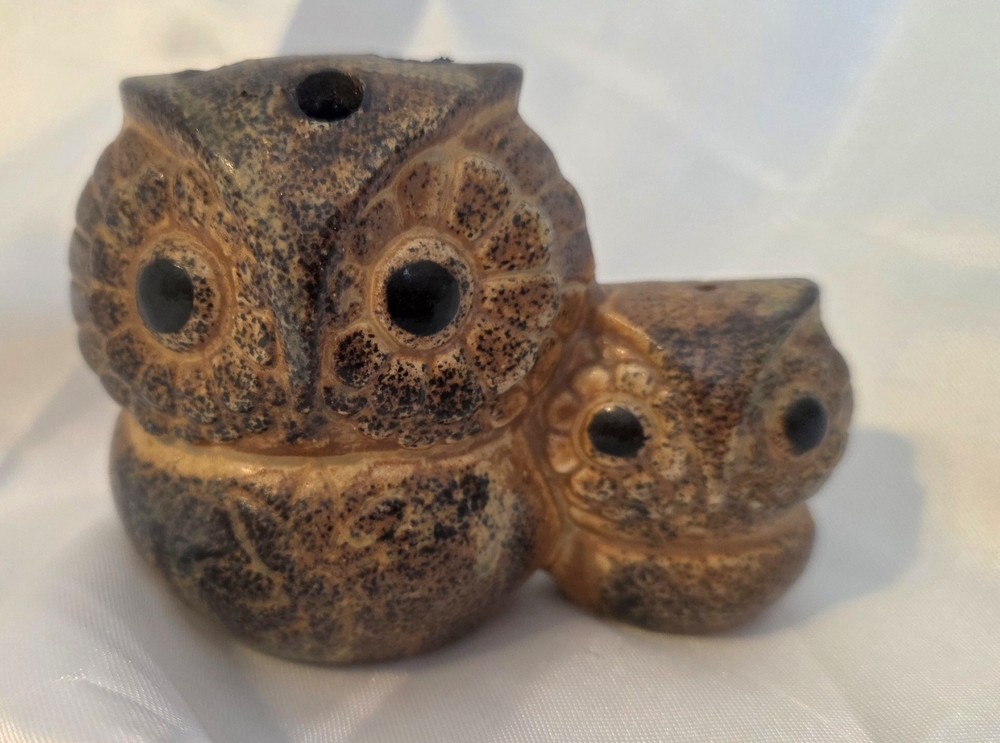 Vintage Stoneware Owl Incense Burners Candle Holder Figurines
