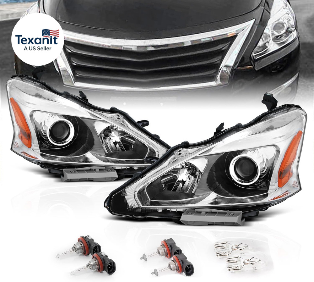 for 2013-2015 Altima 4Dr Sedan Projector Chrome Housing Halogen Replacement Head