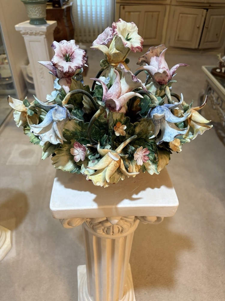 Authentic Capodimonte Porcelain Floral Centerpiece Made In Italy