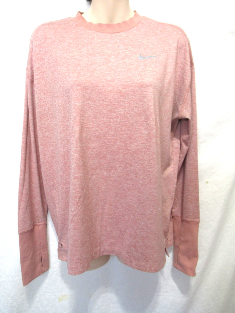 Nike Running Dri-Fit Women's Size M Heathered Pink Pullover Long Sleeve T-Shirt