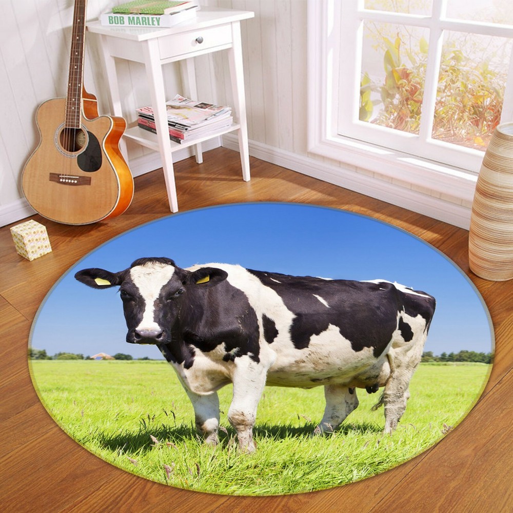 3D Grassland Cow O1929 Animal Non Slip Rug Mat Elegant Photo Carpet Fay