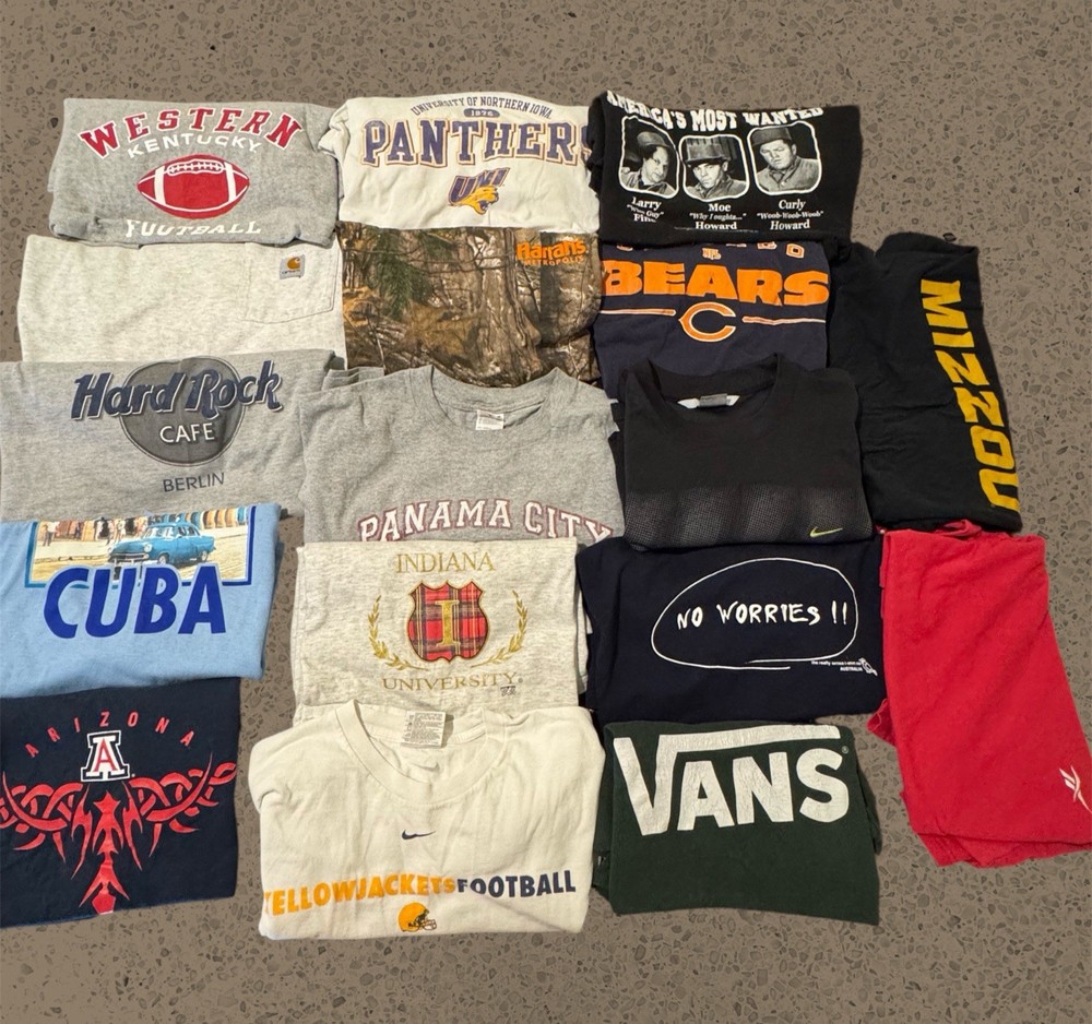 Graphic Shirt Lot Mens Medium Large Throwback Vintage Carhartt, College Tees,etc