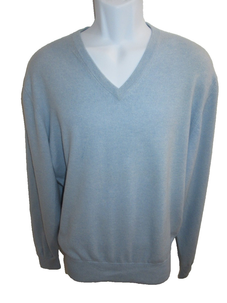 Peter Millar 100% Pure Cashmere Blue V-neck Sweater Men's Size M