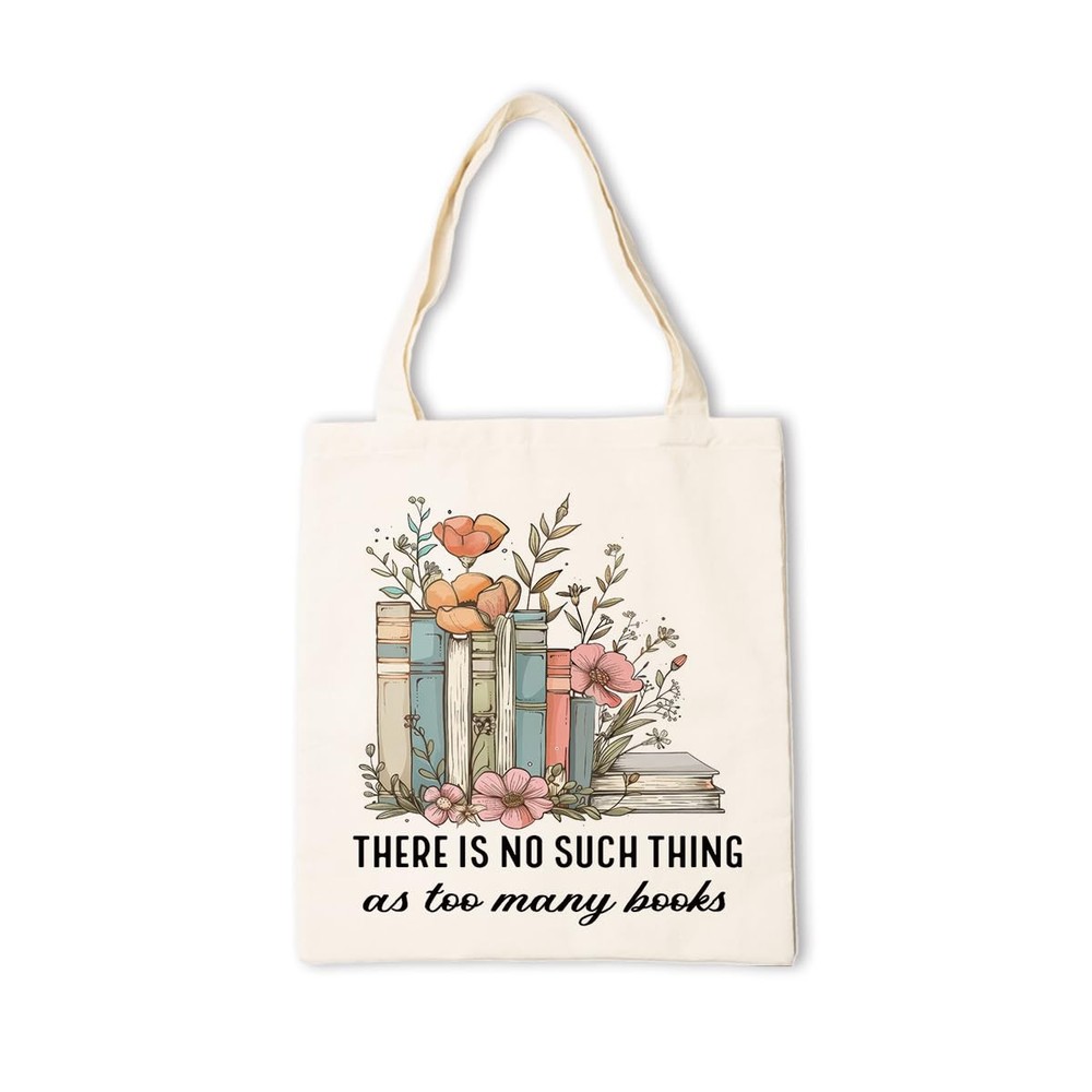 Canvas Book Tote Bag for Women - No Such Thing as Too Many Bags