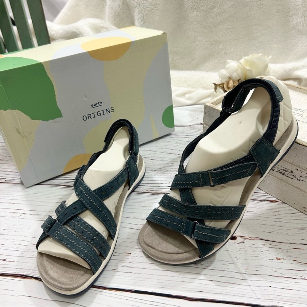 Clarks Savoy Sammie navy blue suede sandals NEW denim size 8 comfort