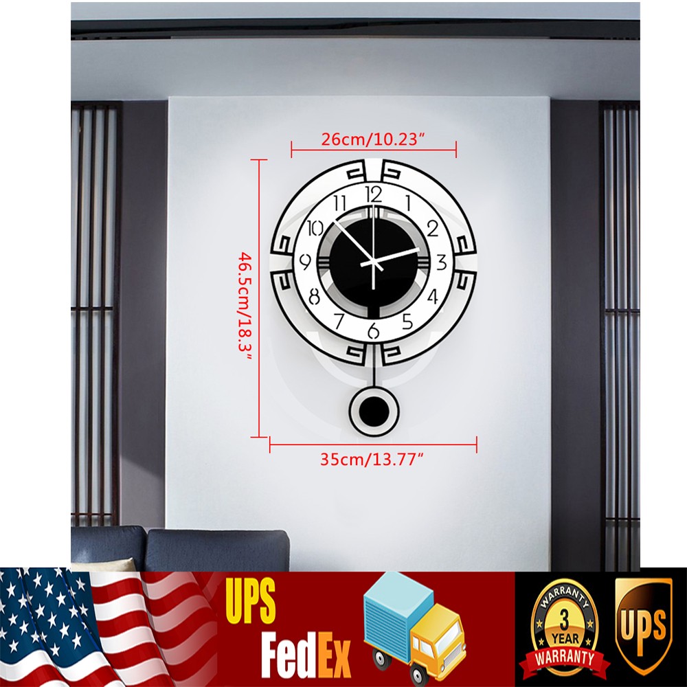 Large Swing Wall Clock Modern Nordic Living Room Silent Pendulum Wall Clock
