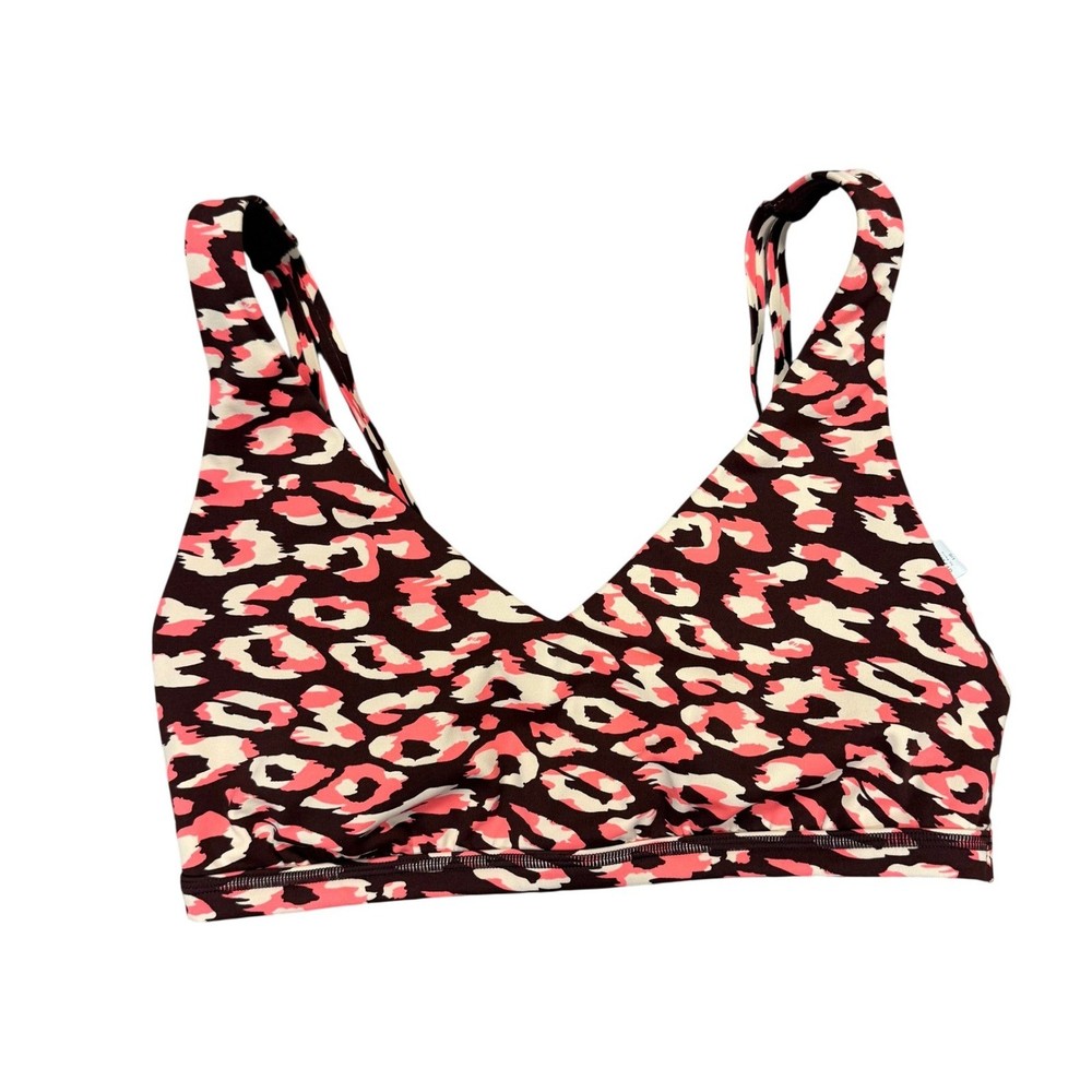 Offline by Aerie Leopard Print Sports Bra Medium Support Pink Brown Tan L