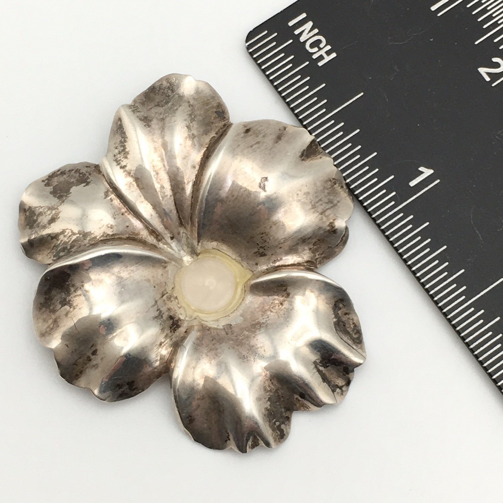 4g Vintage Sterling Silver SCRAP Floral Flower Leaf Pin Brooch Tested #79