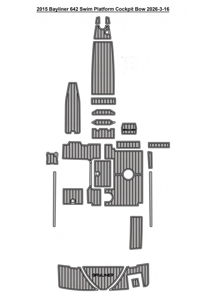 2015 Bayliner 642 Swim Platform Cockpit Bow Pad Boat EVA Teak Deck Floor