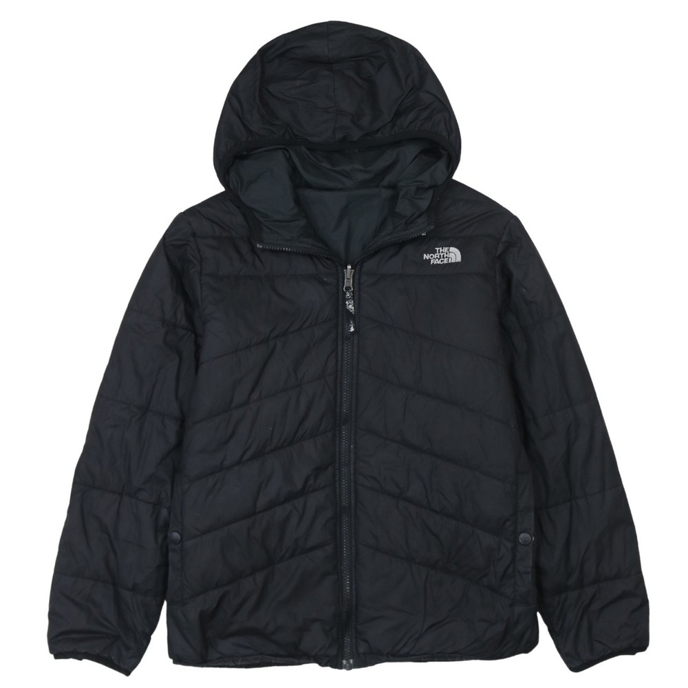 The North Face Mens Puffer Jacket Black Quilted Hooded Zip Outdoor Hiking XS