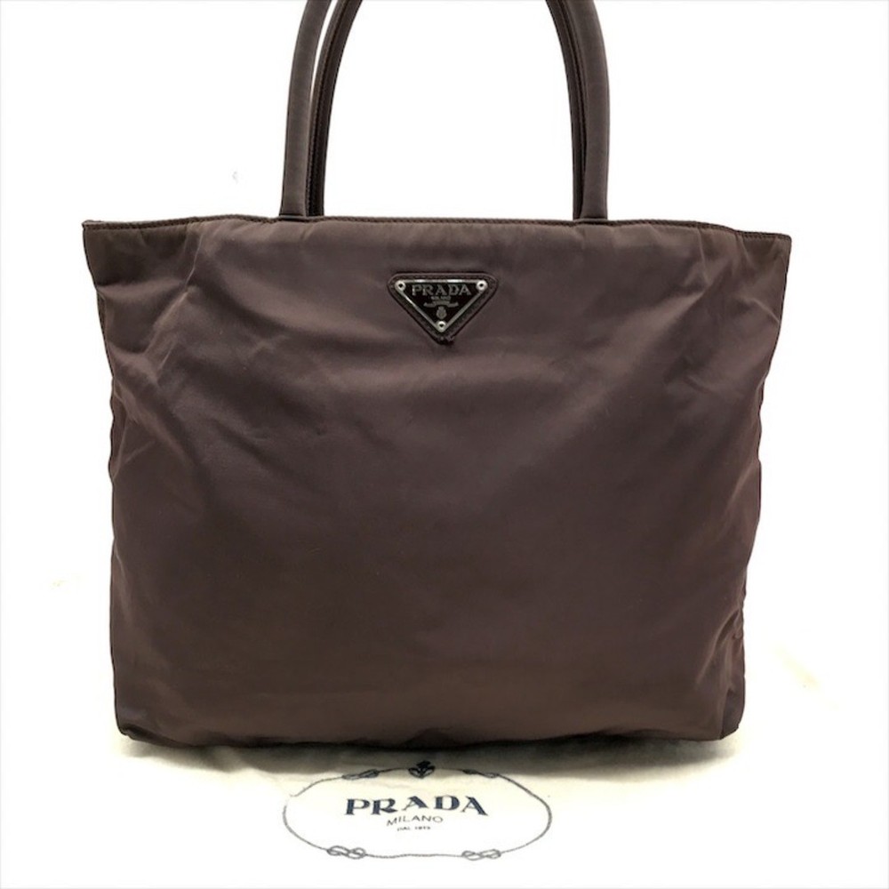 RARE Prada Tessuto Nylon Triangle Logo Brown Handbag Ladies K4949