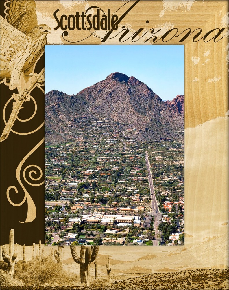 Scottsdale Arizona Laser Engraved Wood Picture Frame Portrait (5 x 7)