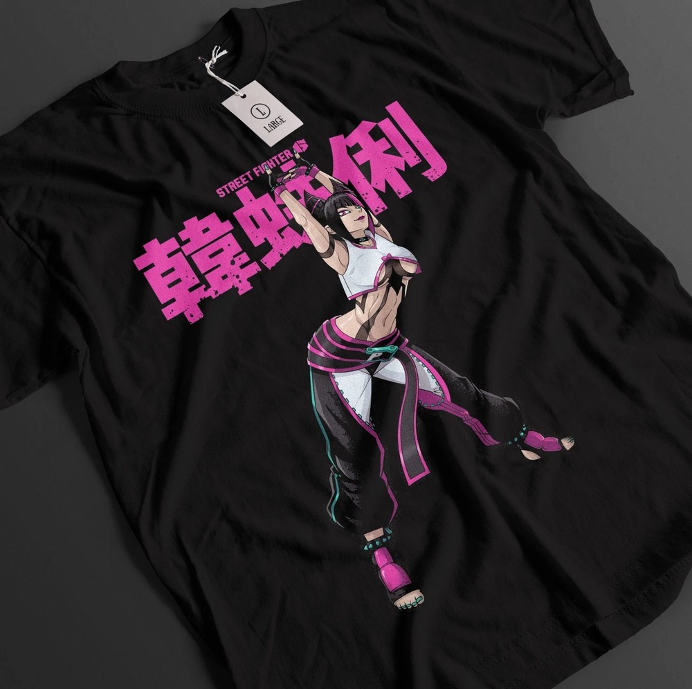 Street Fighter Shirt Juri Han Tshirt Chun Li T-Shirt Ken Top Fighting Anime Tee#