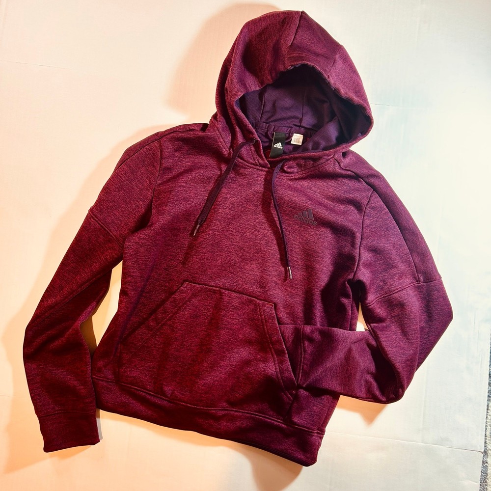 Adidas ClimaWarm Burgundy Heather Fleece Hoodie Women’s Small Gorpcore Outdoors
