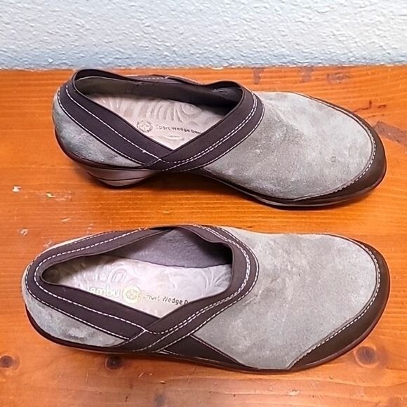 Women's J41 Taupe Suede Wedge Slip-On Clogs Size 8.5