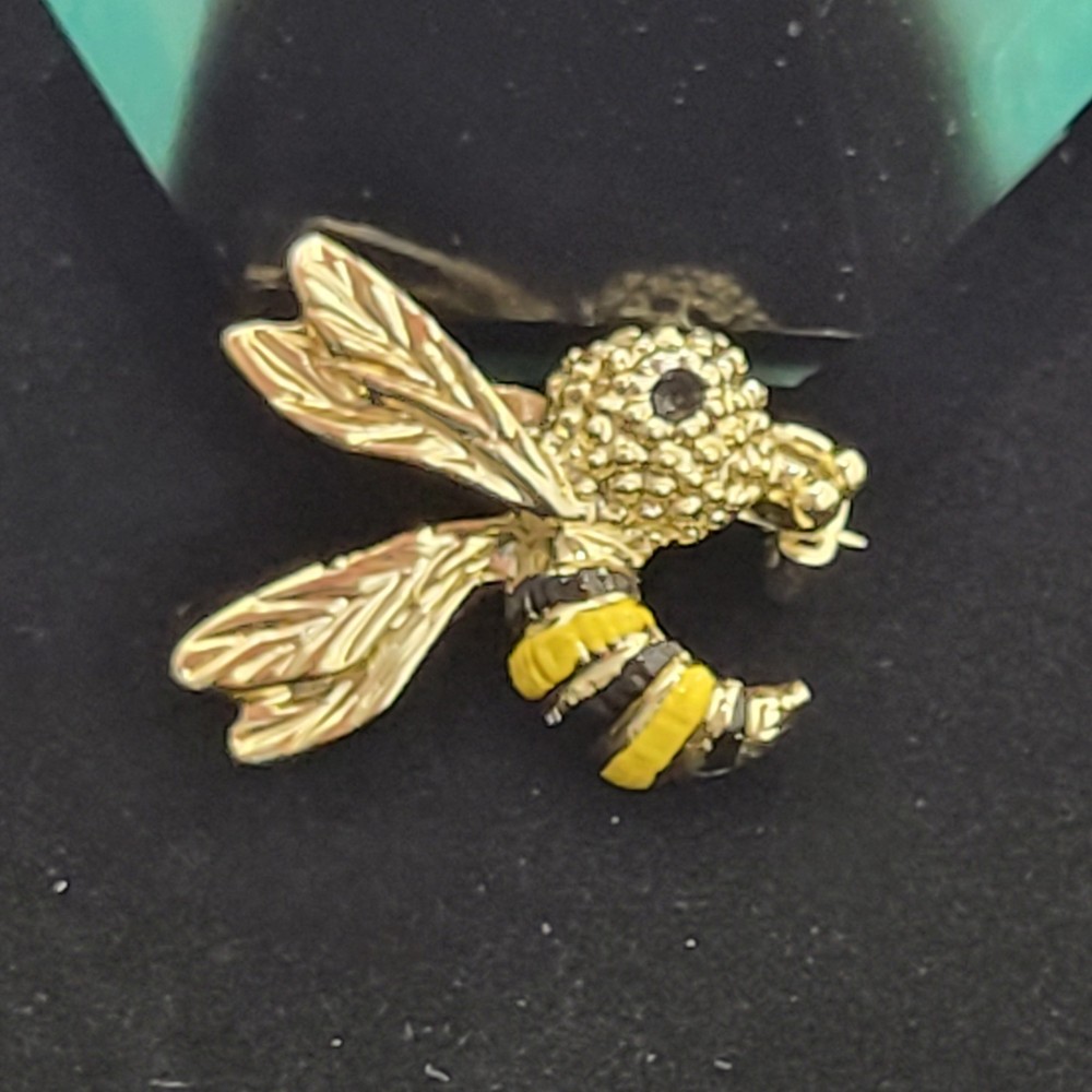Vintage Gerry's Enamel Bumble Bee Brooch Pin Yellow Jacket Hornet Wasp Insect