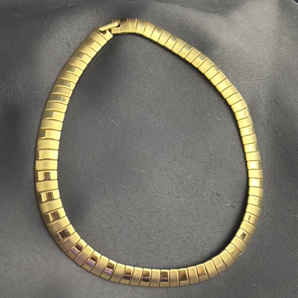 Vintage Couture Collar Snake Choker Chain gold tone . Bold Retro Chic
