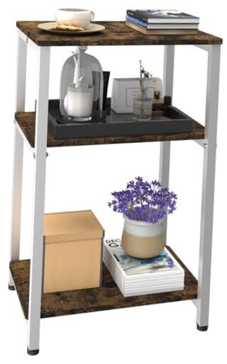3 Tier Side Table, Heavy Duty End Table with Shelves, Narrow nightstand Table
