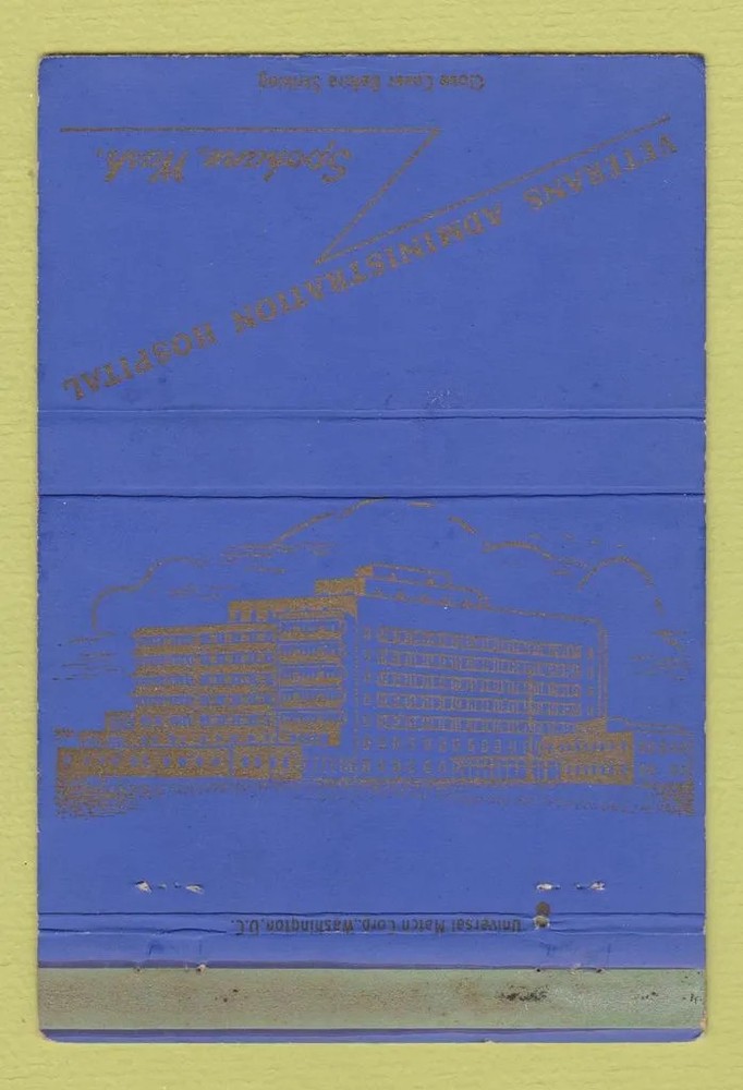 Matchbook Cover - Veterans Administration Hospital Spokane WA 40 Strike