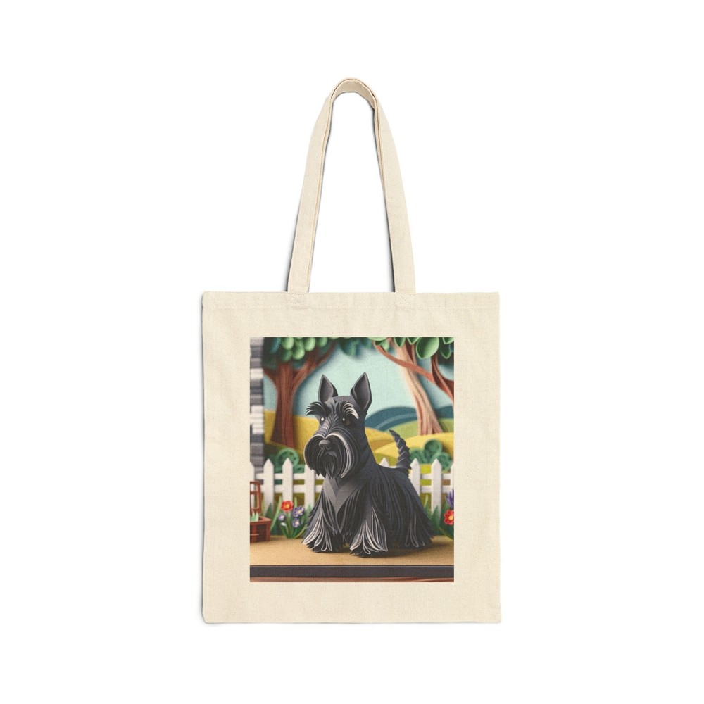 Scottish Terrier Dog Cotton Canvas Tote Bag with Quilling Papercraft Design - Perfect Gift
