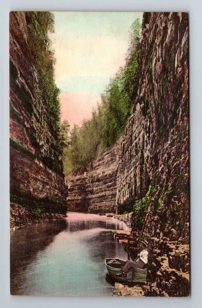 Ausable Chasm NY-New York, The Flume, Antique Vintage Souvenir Postcard