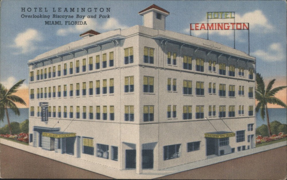 Miami, Florida FL Hotel Leamington Overlooking Biscayne Bay Park Miami Vintage