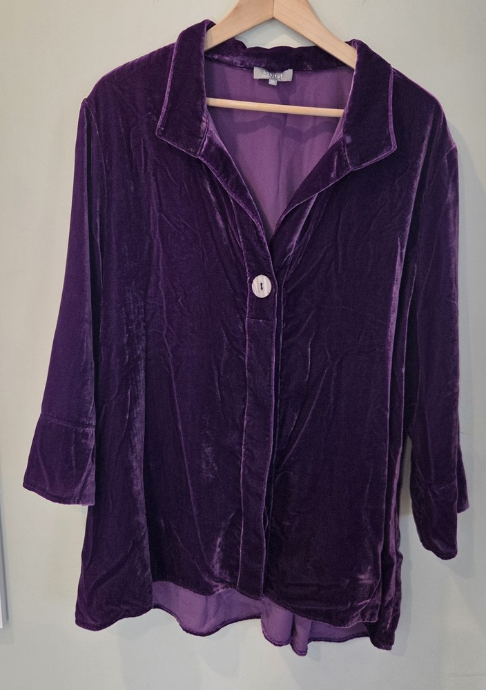 Habitat Clothes To Live In Swing Shirt Plum Sz XXL Boho Chic Luxe Velvet