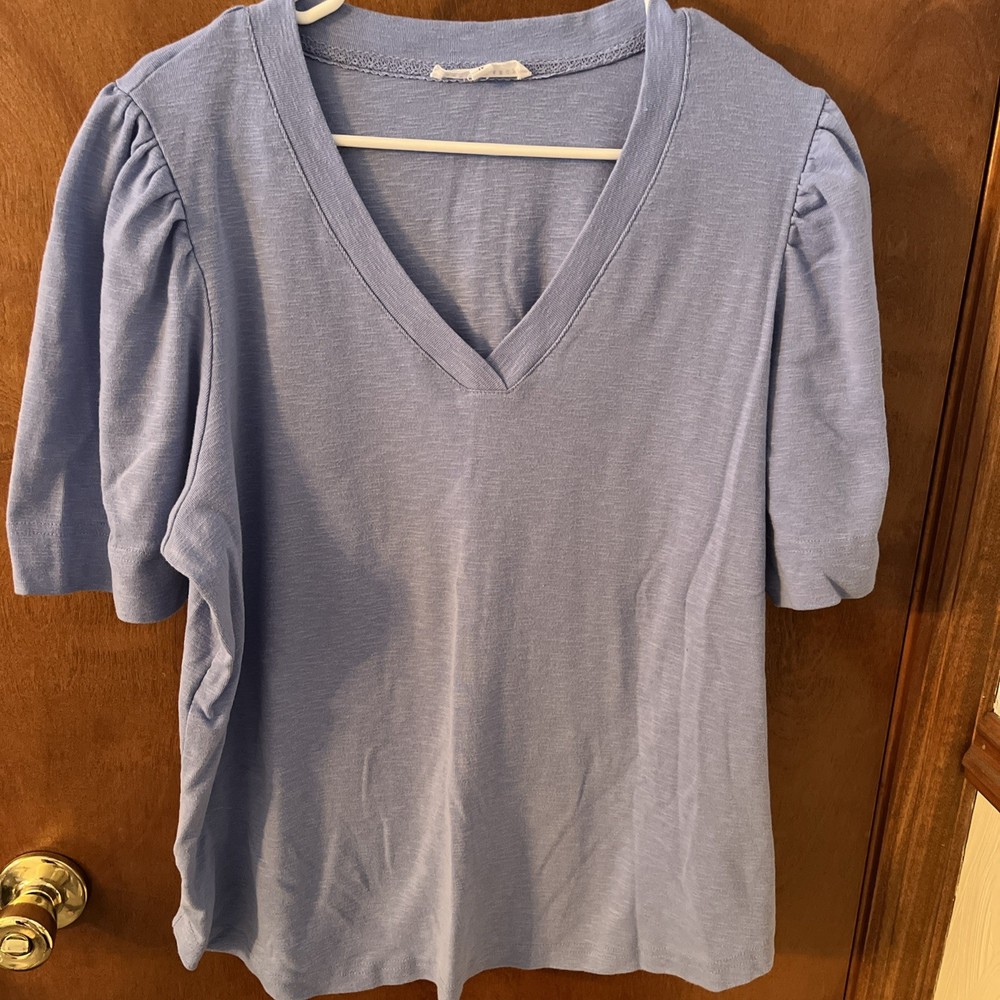 Ladies Casual Shirt, 1X, V Neck Short Sleeved, Jane + Delancey , Preowned