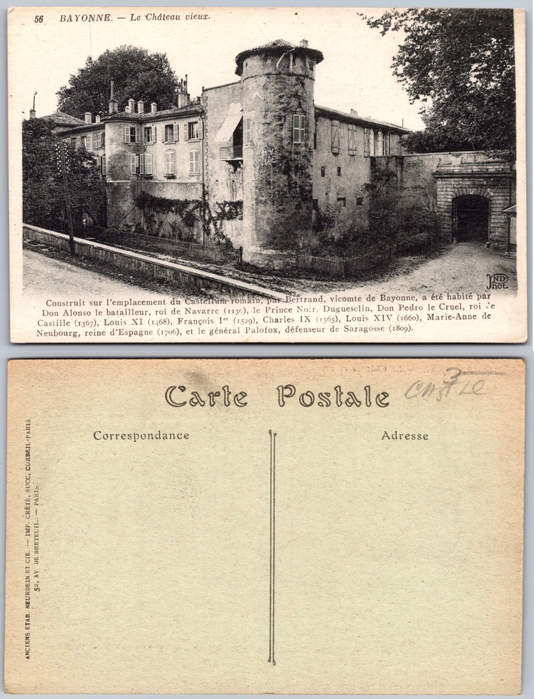 Bayonne Chateau Vieux Postcard