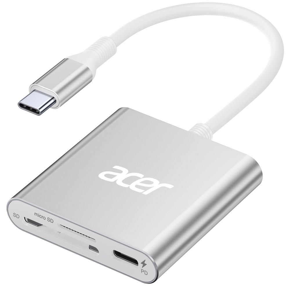 Acer USB-C UHS-II SD Card Reader with 100W PD 3-in-1 Memory Card Adapter-image