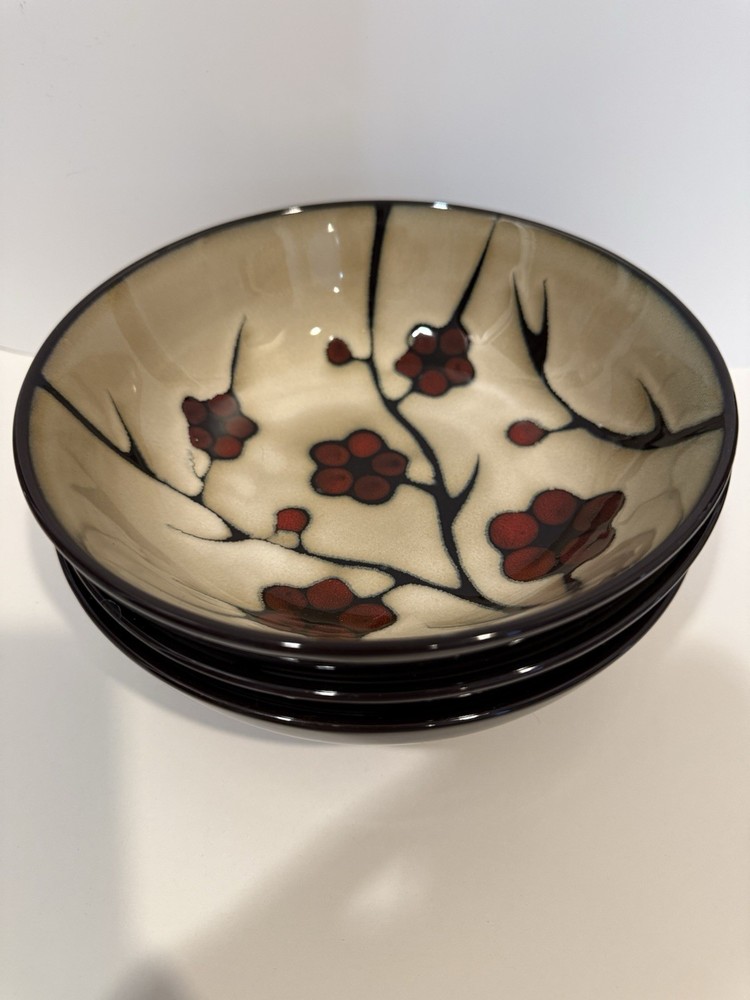Pfaltzgraff Aster Floral Pasta Bowls Set of 3 7.75 Inch Elegant Design