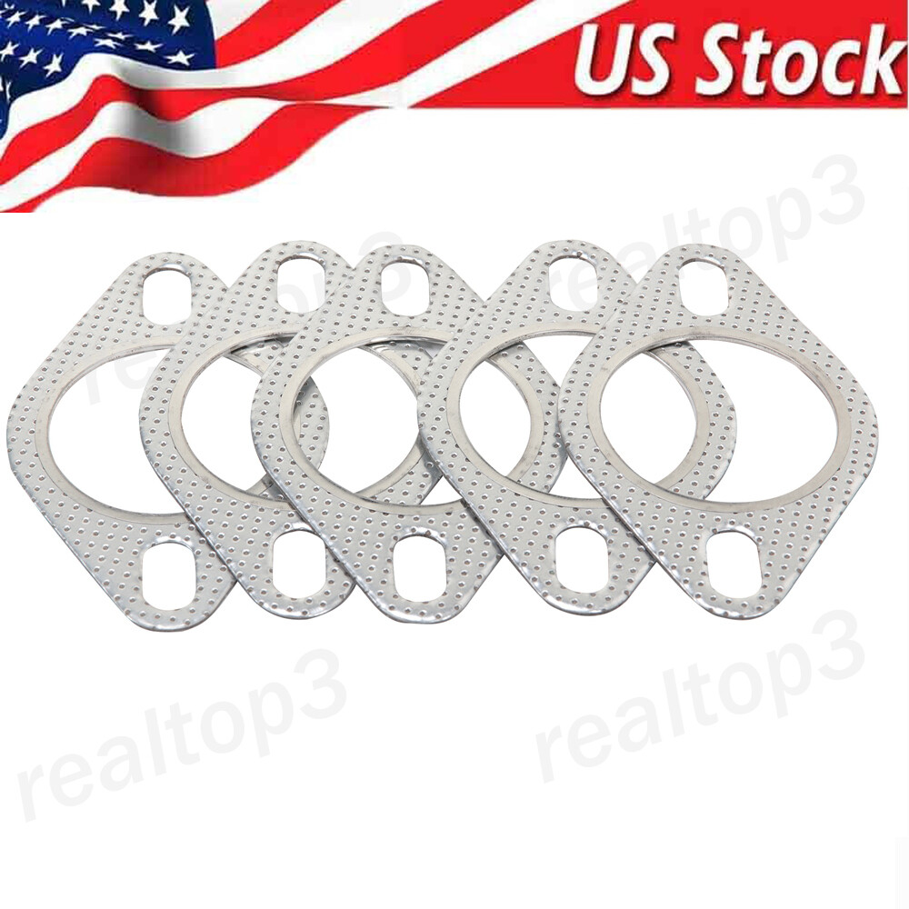 5pcs Car 2 Bolt High Temp Exhaust Gasket Flange 2.5in Cylinder Head Gasket Set