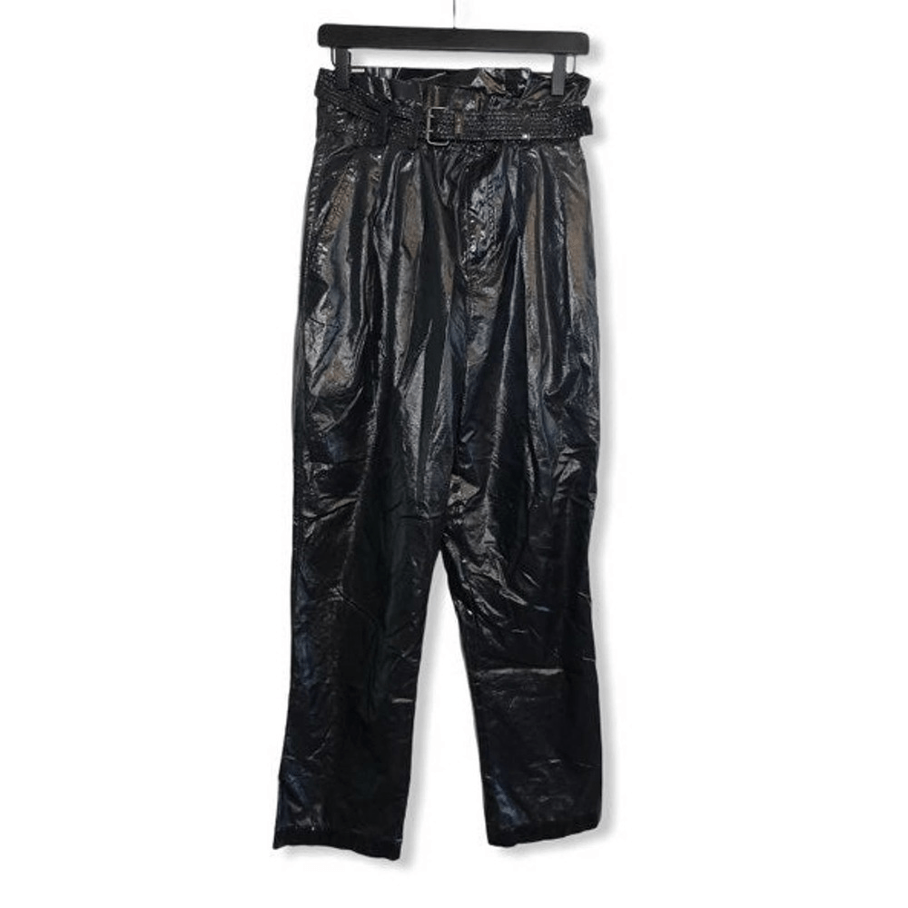 Free People Faux Leather High-Waisted Paperbag Waist Pants