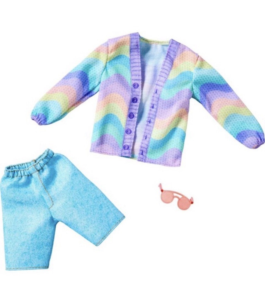 Barbie Fashion Pack - KEN Doll Clothes  Pastel Cardigan & Blue Jean Shorts HYV14