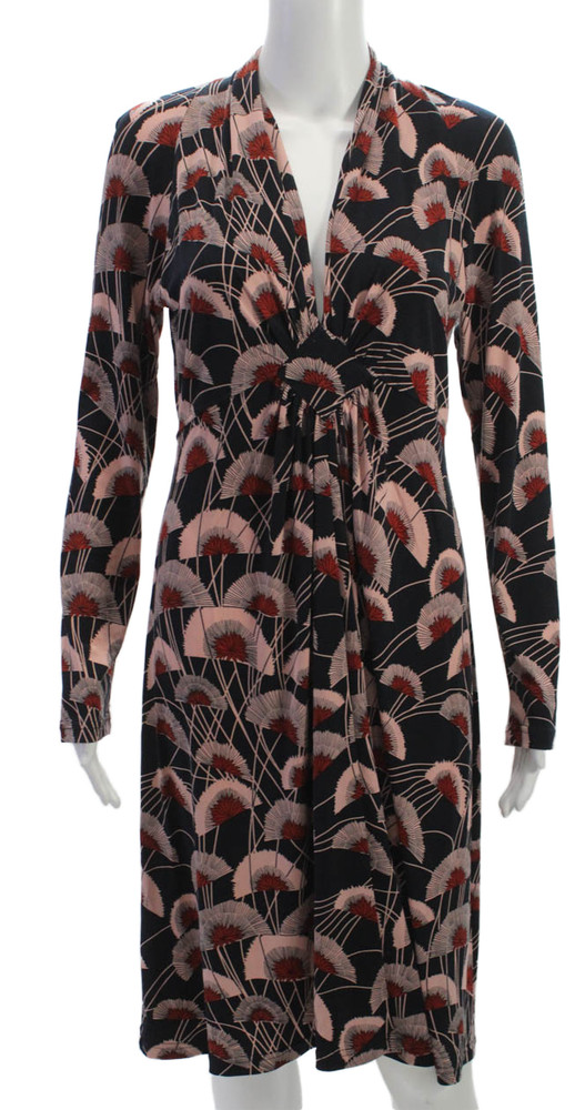 BCBG Max Azria Womens Wrap Dress Black Floral V Neck Long Sleeve Size LFree Shipping in US $100+ Orders | $6.95 Orders Below