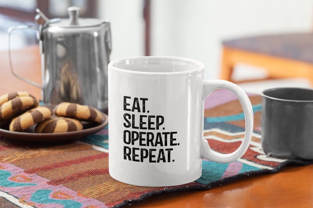 Surgeon Funny Coffee Mug Eat Sleep Operate Repeat - White Coffee Mug