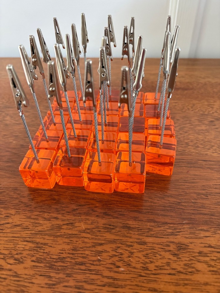 Crate and Barrel Set of 24 Orange Acrylic Memo Placecard Holders