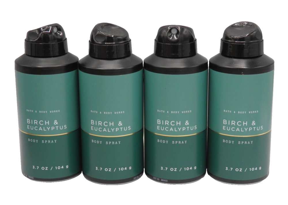 BATH & BODY WORKS Birch & Eucalyptus  MEN'S Body Spray (4 PACK) 3.7 OZ