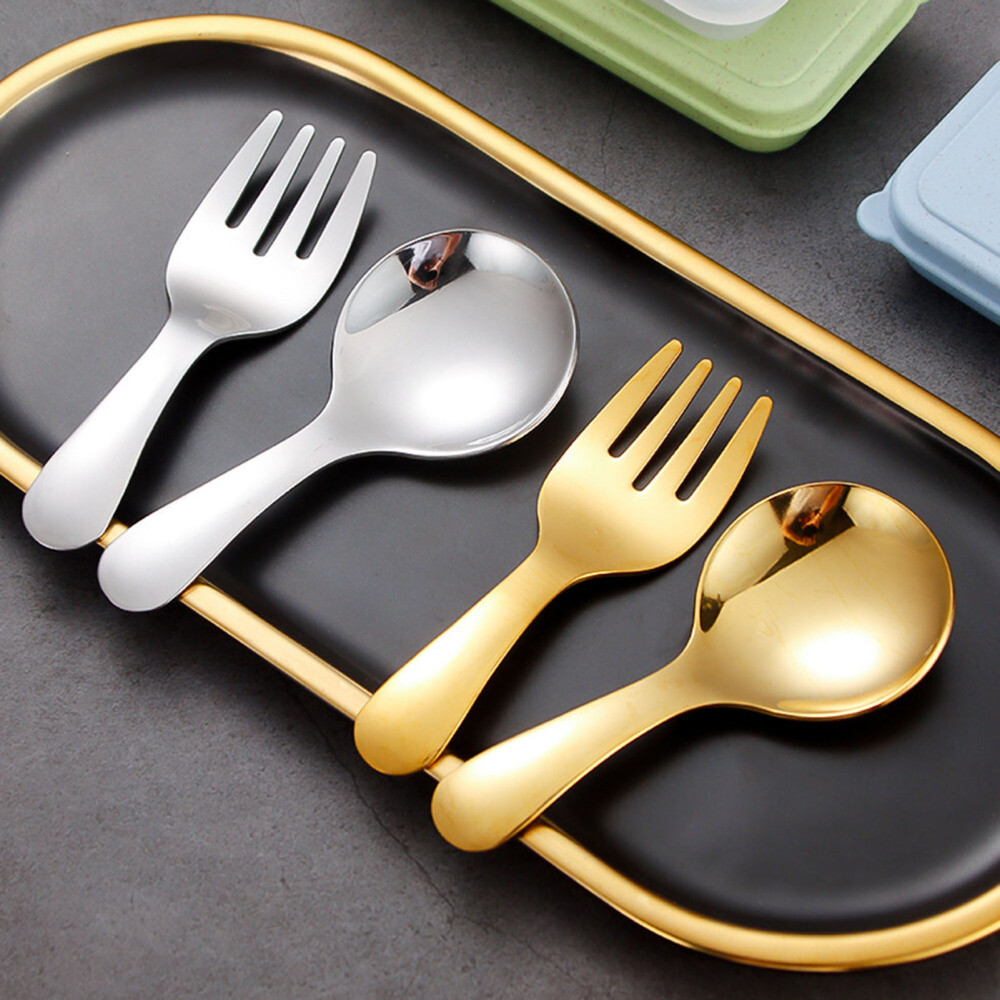 Stainless Steel Kid Spoon Fork Convenient to Use Outdoor Travel Tableware