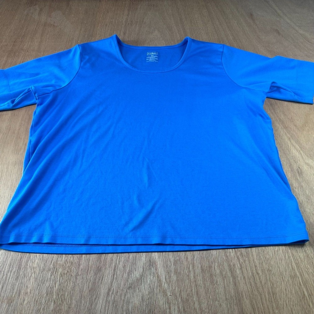 L.L.Bean Supima Cotton Tee Women 2X Blue Short Sleeve Crewneck T-Shirt