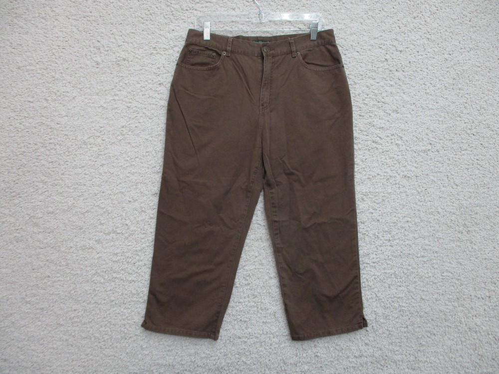 Lauren Ralph Lauren Jeans 10 Womens Regular Size Brown Canvas Capri Classic Fit