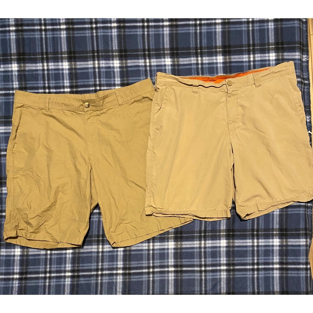 Lot of 2 Columbia Men's Khaki Cargo Shorts Size 38W 10L Outdoor Casual