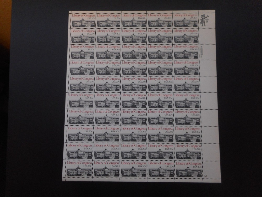 Scott 2004, 20 cent, Library of Congress, Sheet