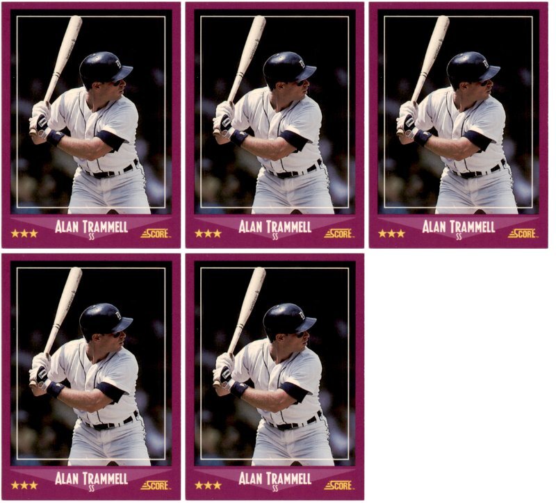 (5) 1988 Score #37 Alan Trammell Detroit Tigers Card Lot