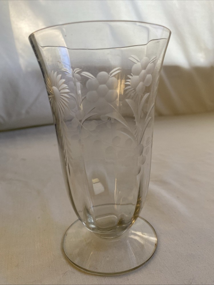 Vintage Parfait Sundae Etched Flower Glass