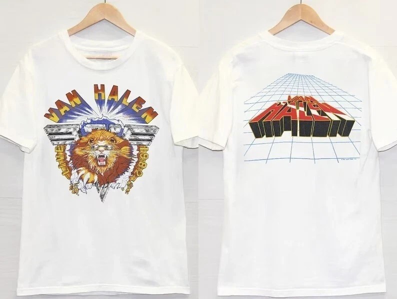 Van Halen Live 1982 Diver Down Tour T-Shirt, 1982 Van Halen Lion Logo T-Shirt