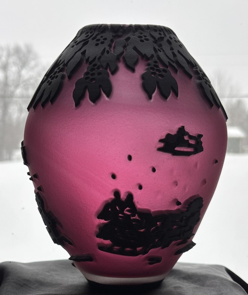Kelsey Murphy Pilgrim Midnight Cameo 8” Glass Vase - OOAK