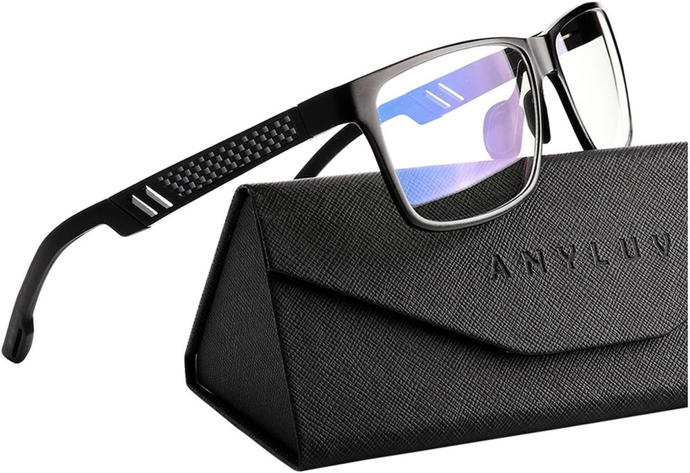 ANYLUV Blue Light Blocking Glasses Men Lightweight Metal Computer Gaming Anti