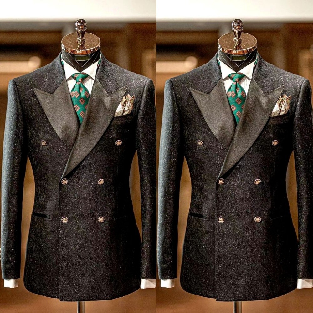 Trajes retro de cachemira para hombre Foraml doble botonadura pico solapa hombres ropa de fiesta